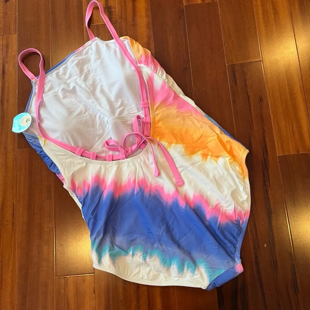 New NWT Decree Multicolor‎ Tie Dye Swimsuit One-Piece Swim Style Plus Size 1X